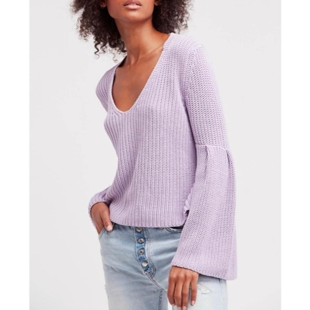 Free People Damsel Bell Flare Sleeve knit top